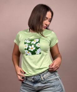 camiseta flower verde - 1202527